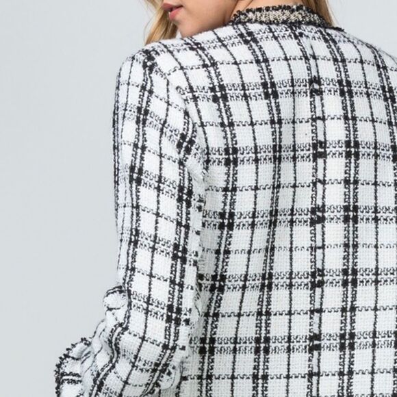 Tweed Plaid Suit Set jacket with shorts - Picture 4 of 16